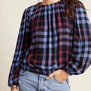 Cloth & Stone Plaid Long Sleeve Top